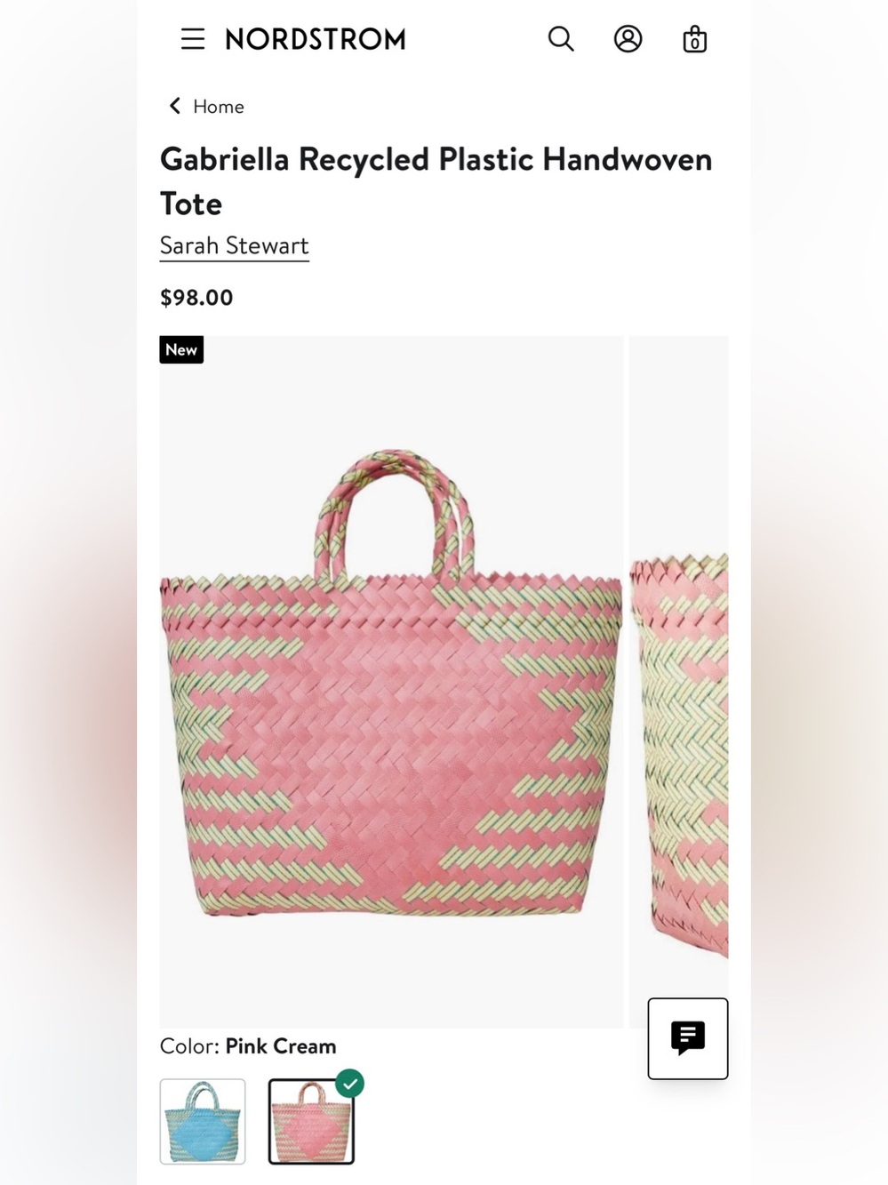 Sarah Stewart Gabriella Handwoven Tote, NWOT